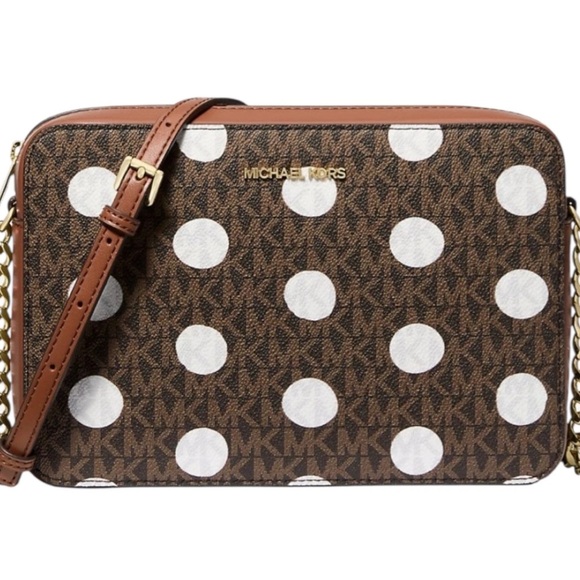 Michael Kors Handbags - Michael Kors Jet Set Large Crossbody Brun Valise MK Signature